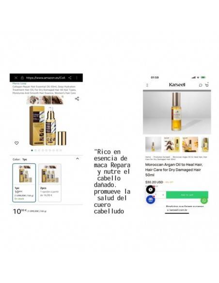 ACEITE CAPILAR DE COLAGENO PARA CABELLO SECO Y DAÑADO 50ML - EELHOE