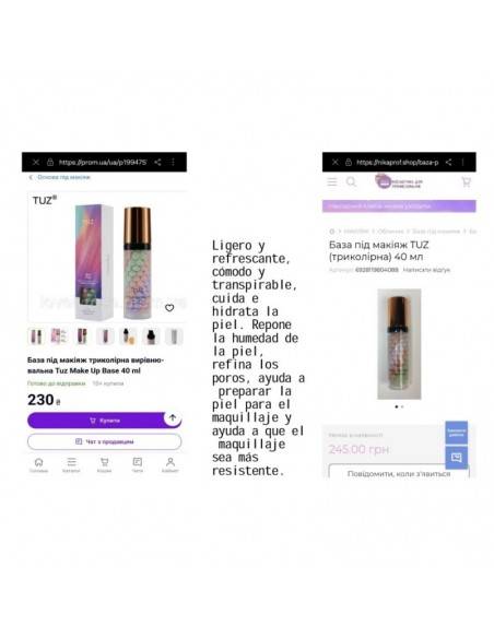 BASE DE MAQUILLAJE ARCOIRIS 3 COLORES 40ML - TUZ