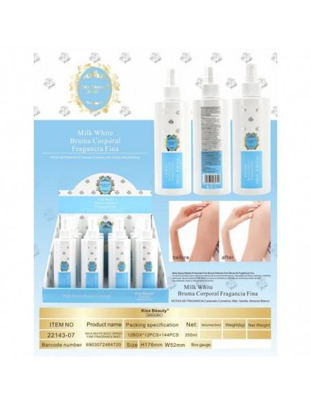 grossiste-maquillage-BODY MIST FINE MILK WHITE 250ML - KISS
