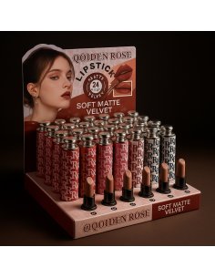 Lipstick Soft Matte Velvet Waterproof 24H pack 24 Qodien Rose - Vente professionnelle