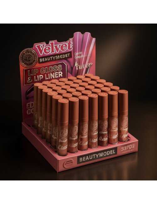 Lipgloss et Lipliner Matte Velvet 24H pack 36 Beauty Model - maquillage des lèvres longue tenue