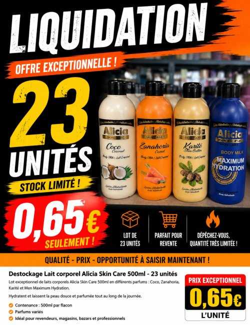 Destockage Lotion corporelle hydratante ALICIA 500 ml - 23 unités