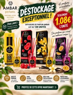 Lot de 139 unités - Déstockage Diffuseurs de Parfum AMBAR 30 ml