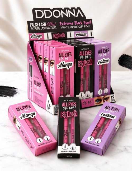 Pack 12 Mascara Faux Cils + Eyeliner Noir Extrême D'DONNA