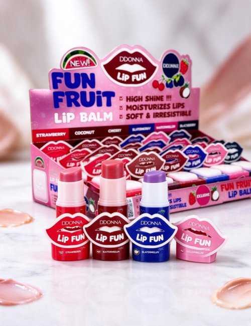 PACK DE 24 Baume à Lèvres Kiss Fruit D'DONNA nourrissant et