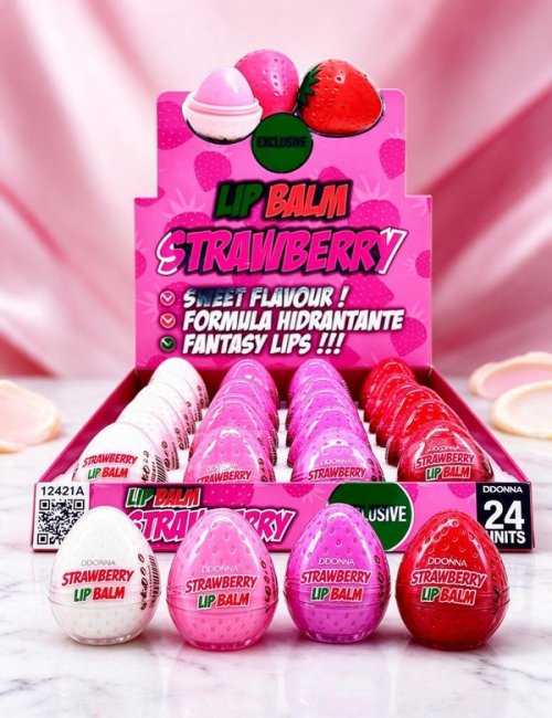 PACK DE 24 Baume à Lèvres Fraise D'DONNA soin hydratant lége