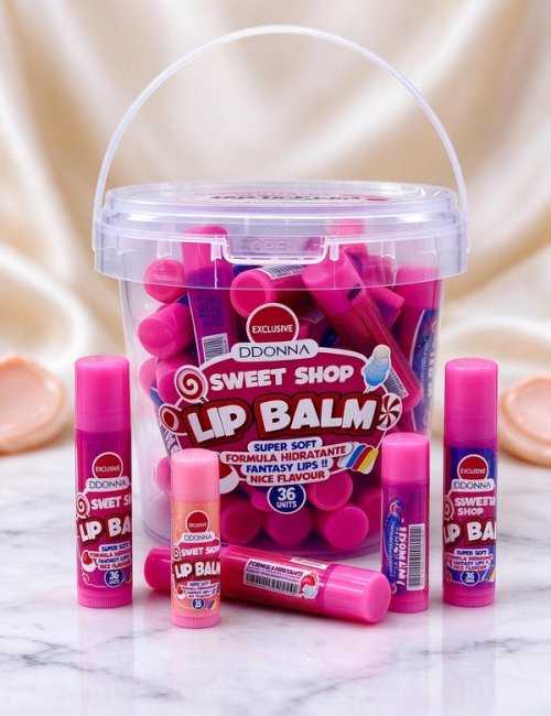 Pack 36 Baumes à lèvres Sweet Shop D'DONNA hydratants et nou