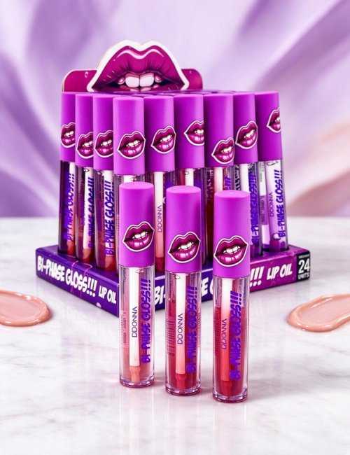 Huile à lèvres bi-phase D'DONNA - Pack 24 unités brillant et