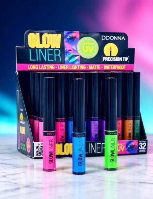 Pack 32 eyeliners glow UV néon D'DONNA pour maquillage lumin