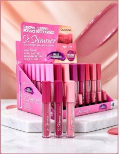 PACK 48 Lipgloss SO SHIMMER 24H D'DONNA, brillance intense