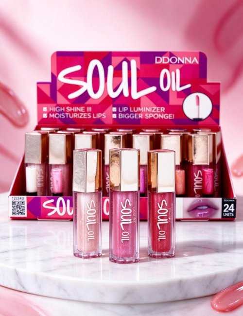 Pack 24 Lip Gloss Soul Oil D'Donna brillante et soyeux