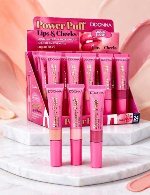 Pack 24 fards à joues liquides Power Puff D'Donna, naturel e