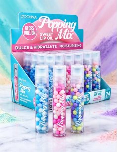 Pack 24 Lip Oil Gloss Poudré Doux D'DONNA effet 3D hydratant