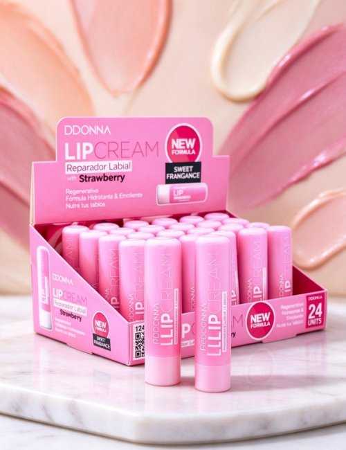 Baume à lèvres réparateur Fraise D'DONNA Pack 24