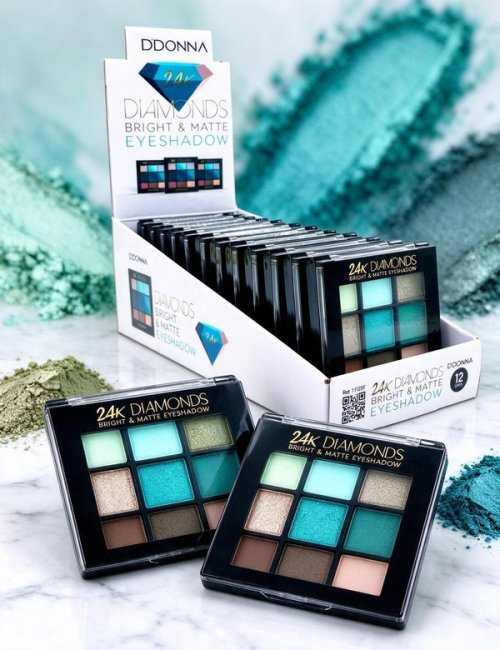 PACK 12 Ombres à Paupières 9 Couleurs Diamonds 24K D'DONNA