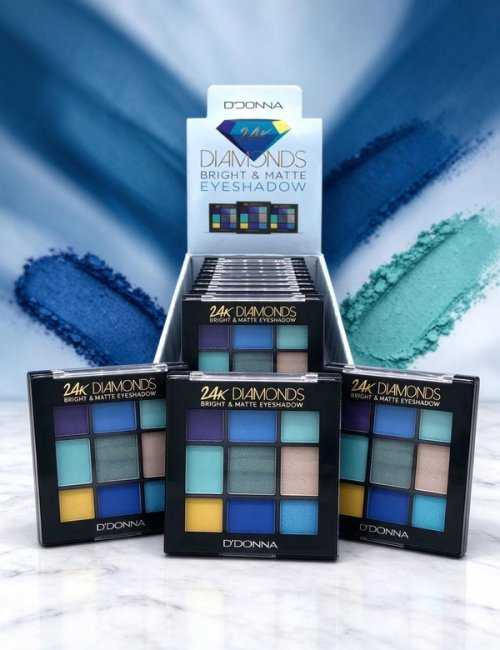 Pack 12 Ombres à Paupières 9 Couleurs Diamonds D'DONNA