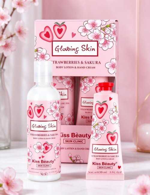 Set Corps & Mains Fraise & Sakura 100+30ML KISS BEAUTY