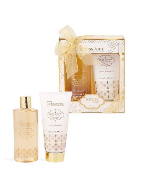 Coffret douche et lait corps Scented Bath Gold - IDC Institute - Grossiste Parfum Générique