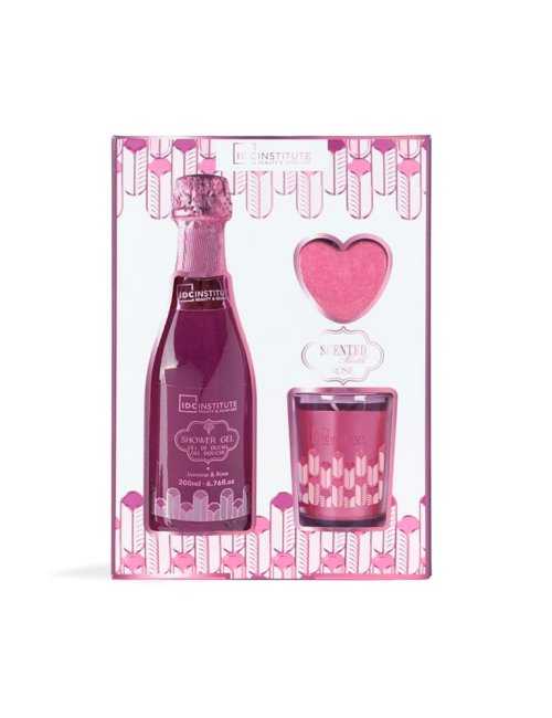 Coffret bain et bougie Scented Bath Rose - IDC Institute - photo 2 - coffrets en gros