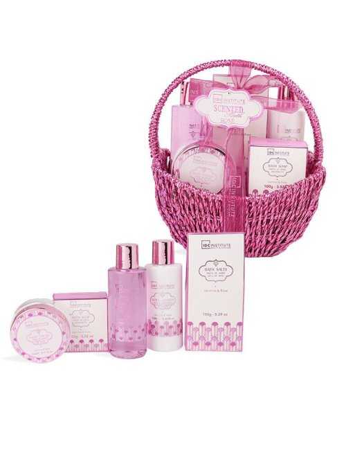 Coffret panier à anse Scented Bath Rose - IDC Institute - Grossiste Parfum Générique