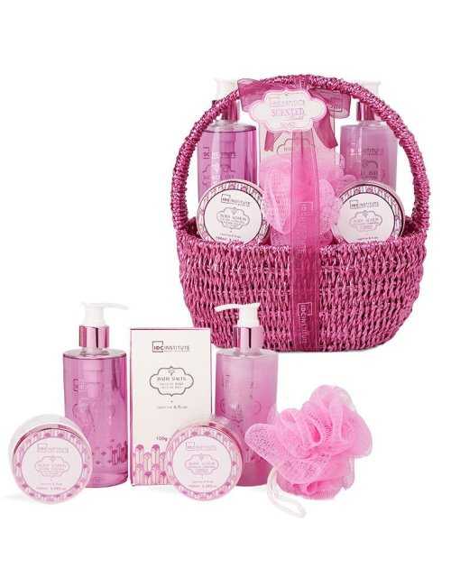 Coffret panier bain Scented Bath Rose 6 pièces - IDC Institute - Grossiste Parfum Générique