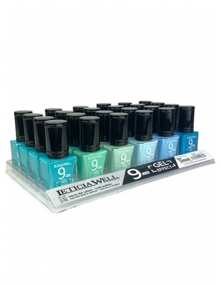 Pack de 24 Vernis à ongles Effet Gel "Bleu/Vert Pastel" - D'DONNA