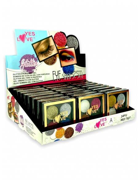 Pack de 24 Palettes fard à paupière gel pailletés - YES LOVE